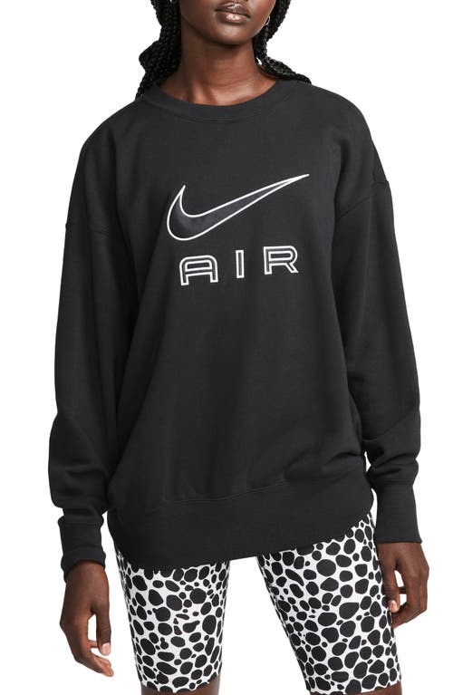 Nike Sportswear Air Fleece Crewneck Sweatshirt in Black/White