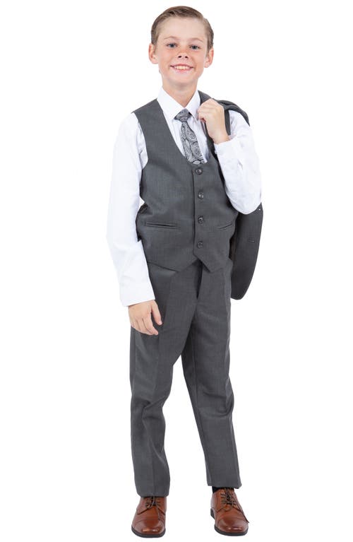 Perry Ellis Kids' Green Slate Five-piece Sharkskin Suit In Green/slate