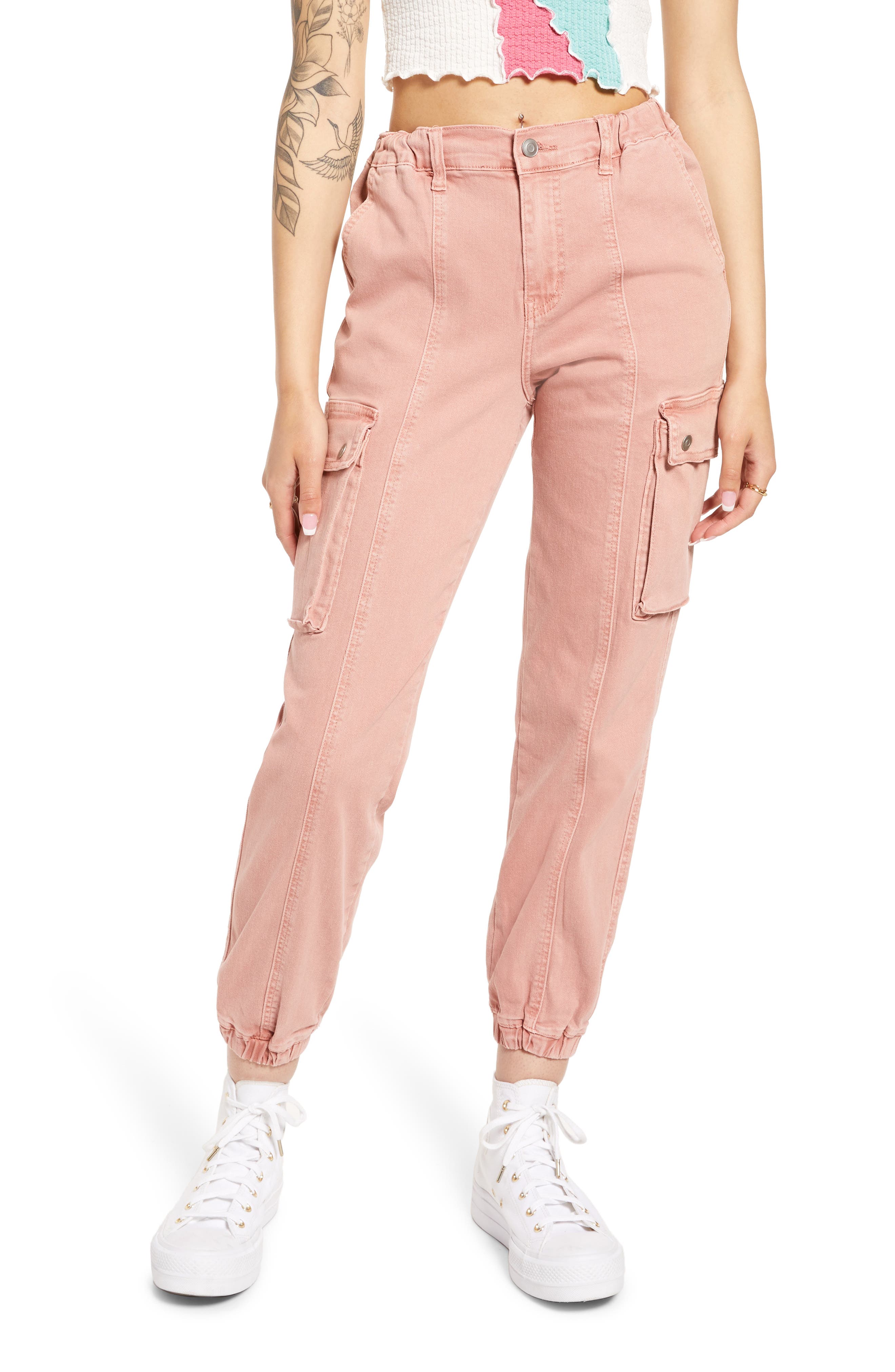 adidas originals tech utility pants in pink