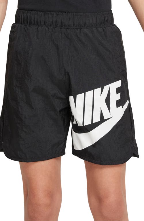Nike Kids' Woven Athletic Shorts in Black/White