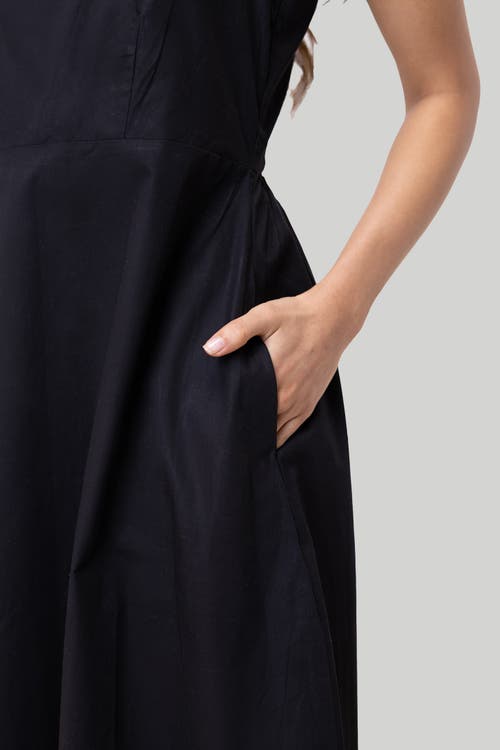 Reistor Cross-back Midi Dress In Black In Black