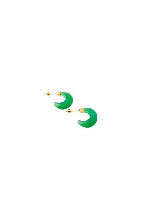 Seree Women's Half Moon Green Chalcedony Earrings In Bright Green