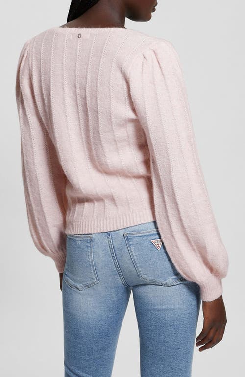 Shop Guess Madeline Pointelle Detail Sweater In Low Key Pink