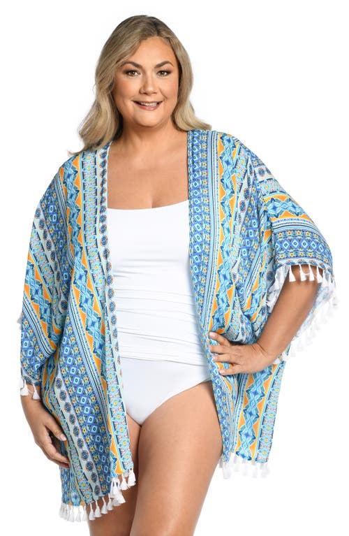 Shop La Blanca Scarf City Tassel Trim Cover-up In Ice Blue