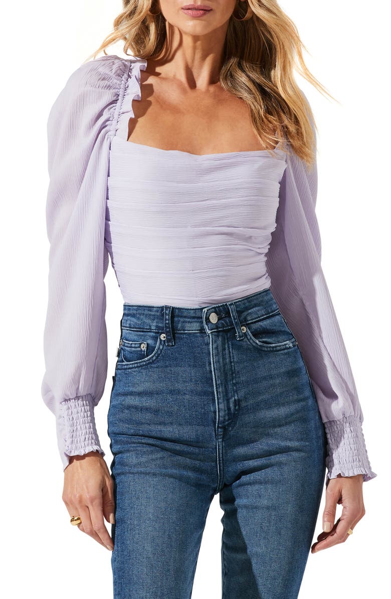 ASTR THE LABEL Square Neck Puff Sleeve Top, Main, color, PALE PURPLE