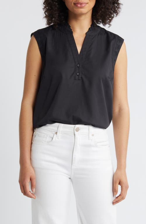 Embroidered Sleeveless Top in Black