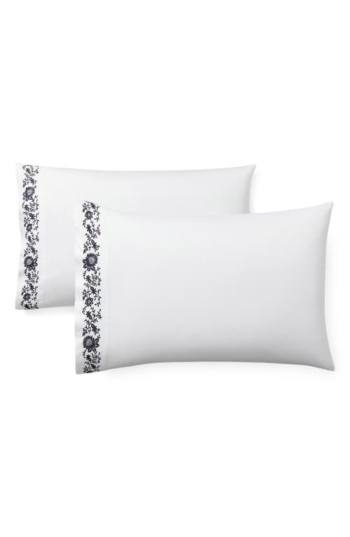 Ralph Lauren Eloise Set of 2 Embroidered 624 Thread Count Organic Cotton Pillowcases in Polo Navy at Nordstrom