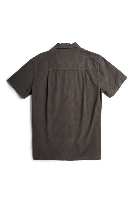 Shop Rowan Zion Cotton Corduroy Short Sleeve Button-up Shirt In Faded Black