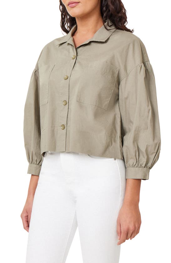 Shop Habitual Cotton Button-up Shirt In Clover