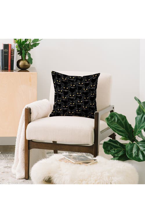 Deny Designs Poesie Garden Throw Pillow In Black Cat