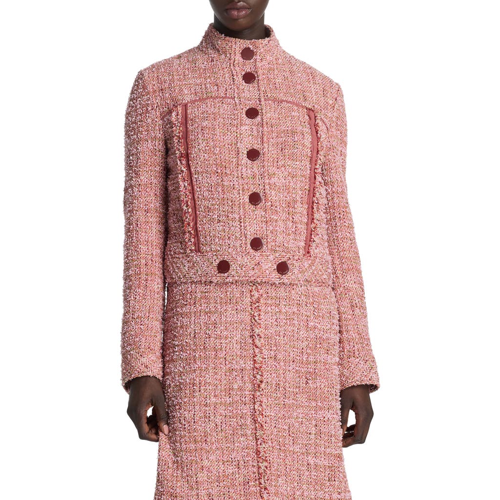St John St. John Collection Boxy Tweed Crop Jacket In Petal Pink/cranberry Multi