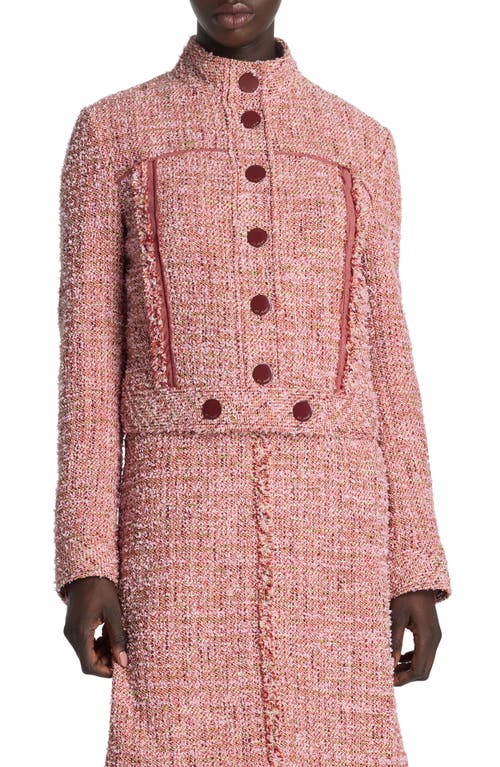 Shop St John St. John Collection Boxy Tweed Crop Jacket In Petal Pink/cranberry Multi