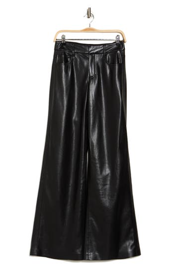 Shop Alice And Olivia Alice + Olivia Trish Low Rise Faux Leather Baggy Pants In Black