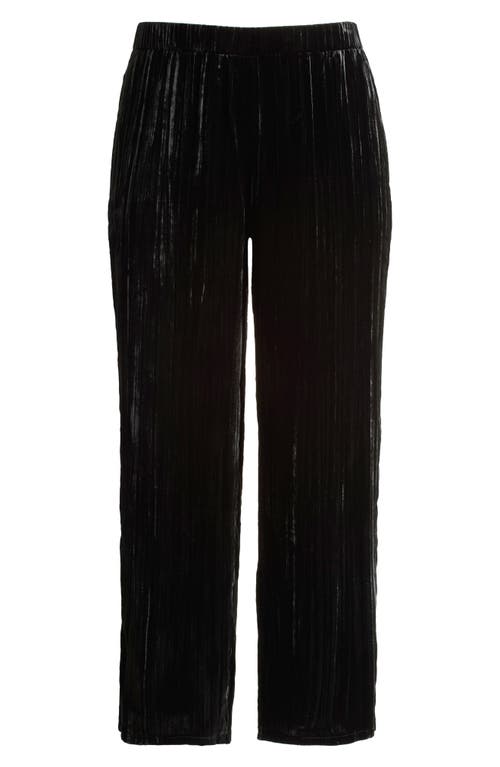 Shop Eileen Fisher Wide Leg Crushed Velvet Ankle Pants In Black