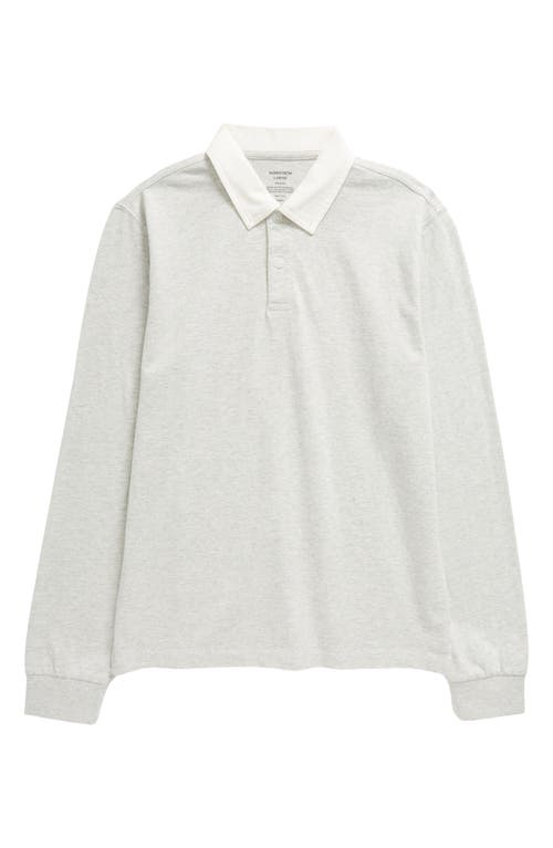 Shop Nordstrom Kids' Long Sleeve Polo In Grey Light Heather