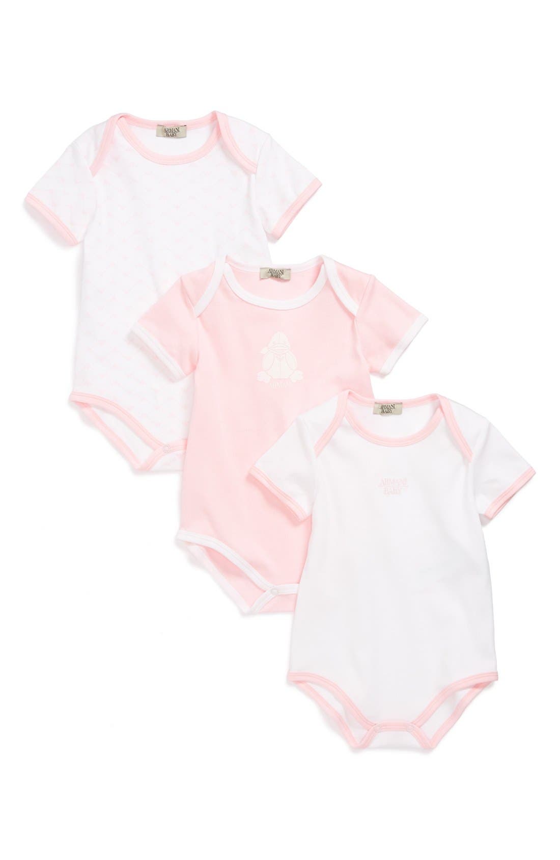 Armani Junior Cotton Bodysuit (Baby Girls) (Set of 3) Nordstrom