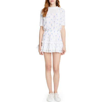 Loveshackfancy Leighton Ruffle Tier Minidress, Blue