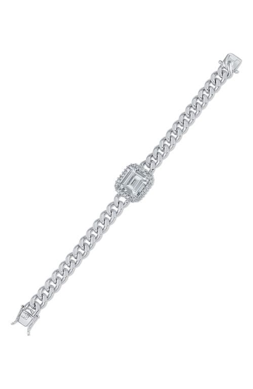 Shop Cz By Kenneth Jay Lane Curb Chain Cz Station Bracelet In Clear/silver