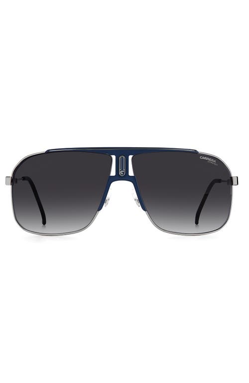 Carrera Eyewear Carrera 65mm Rectangular Sunglasses in Blue Ruth /Grey Shaded