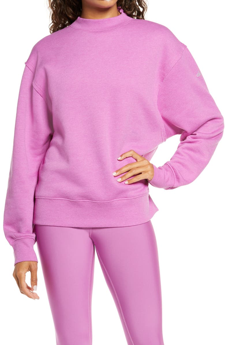 ALO Freestyle Mock Neck Sweatshirt, Main, color, ORCHID HEATHER