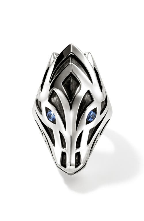 Shop John Hardy Naga Ring, Sterling Silver, Blue Sapphire In Silver/blue Saphire