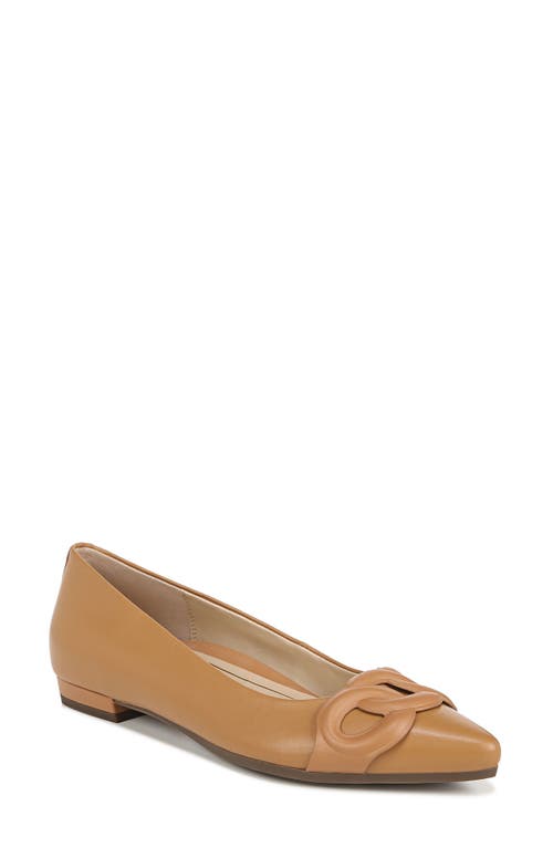 Arielle Pointed Toe Flat in Camel