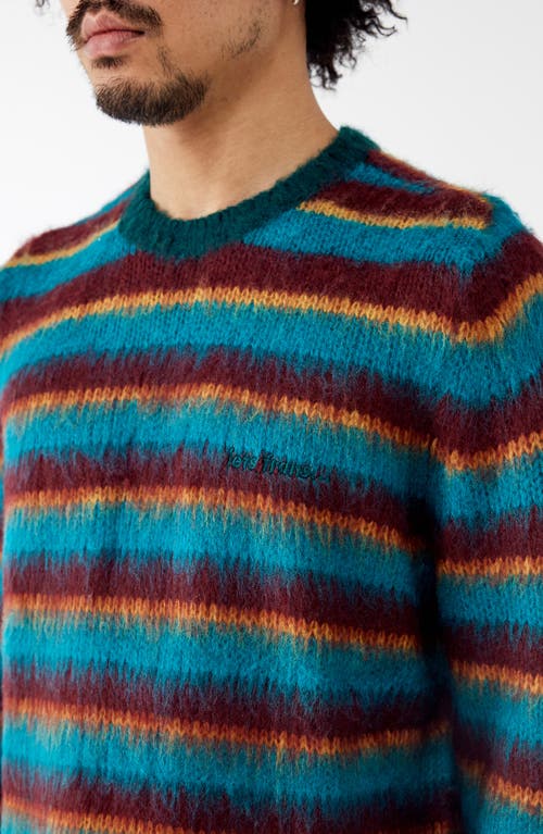 Shop Iets Frans Fluffy Stripe Sweater In Green Burgundy