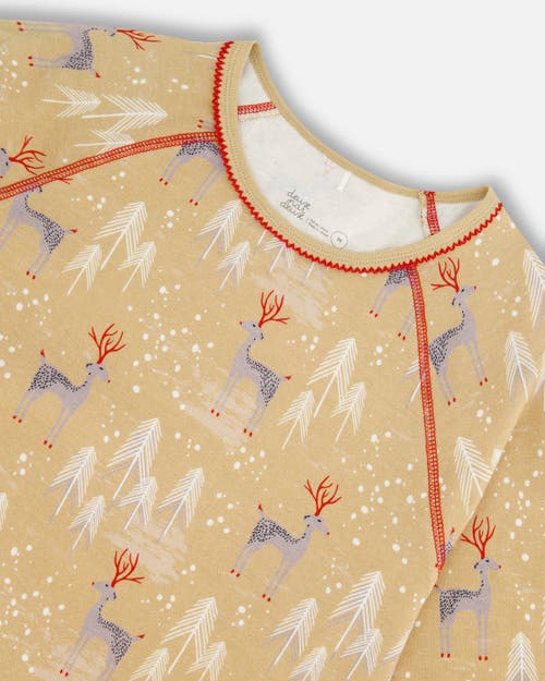 Deux Par Deux Adult Women Two Piece Family Christmas Pajama Set In Printed Christmas Deer