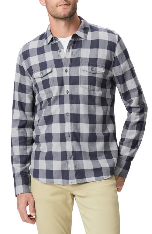 PAIGE Everett Plaid Flannel Button-Up Shirt Navy Lake at Nordstrom,
