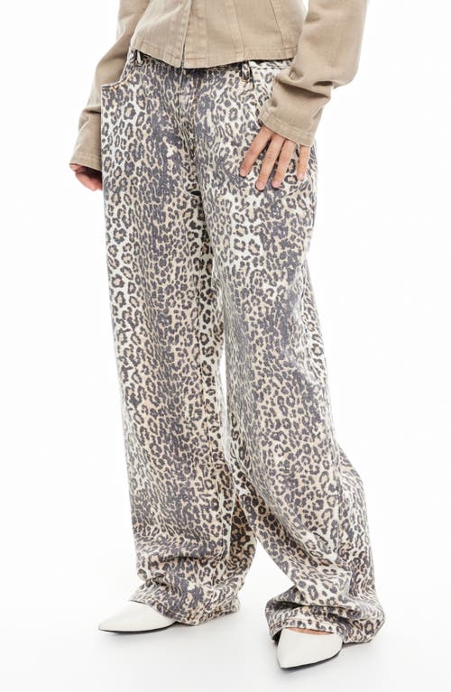 Lioness She's All That Straight Leg Jeans In Leopard Fade