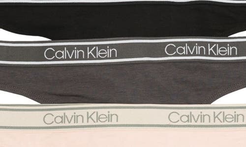Shop Calvin Klein Comfort 3-pack Low Rise Thongs In Hy5 Black/nym