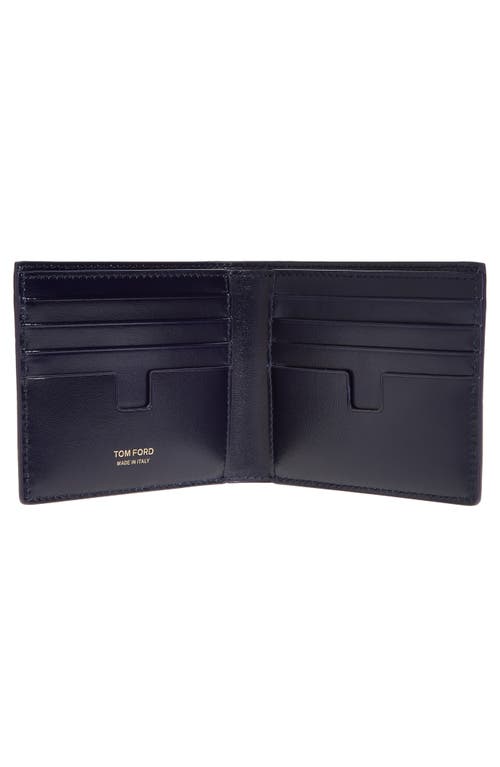 Shop Tom Ford T-line Croc Embossed Leather Bifold Wallet In Royal Blue