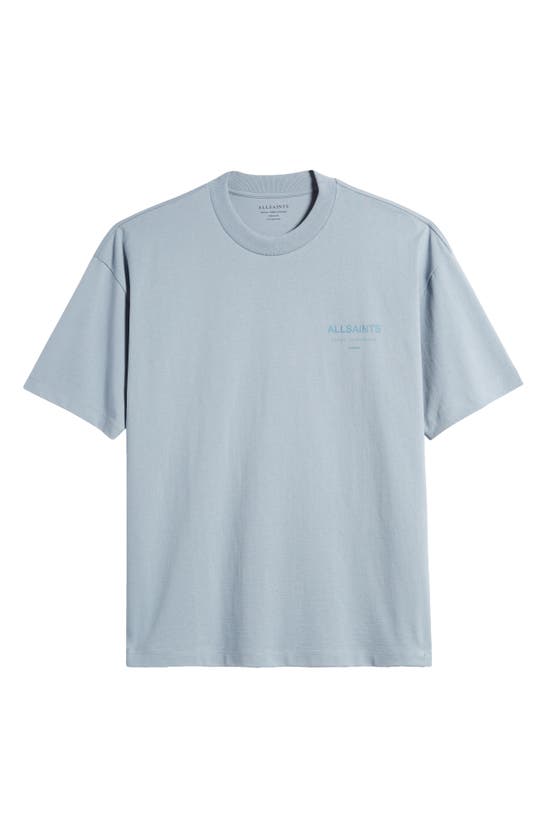 Shop Allsaints Underground Oversize Organic Cotton Graphic T-shirt In Dusty Blue