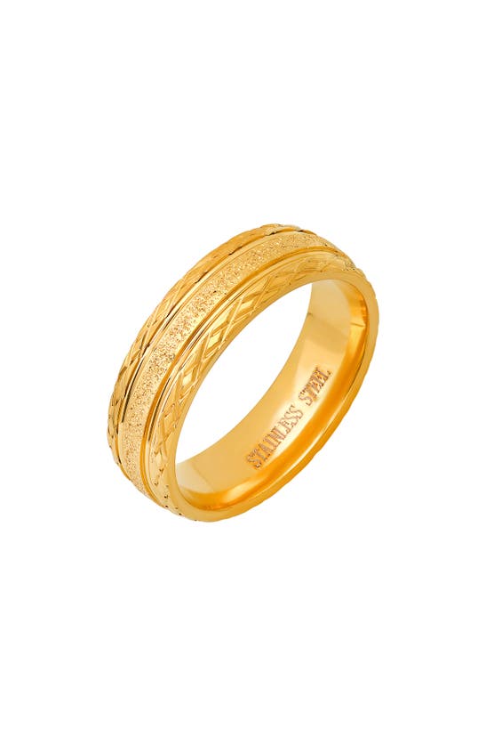 Hmy Jewelry 18k Gold Plated Textured Band Ring