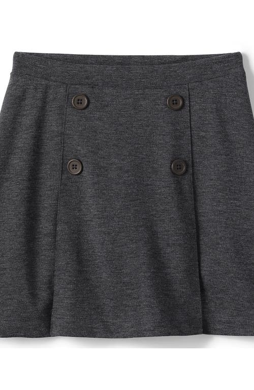 Lands' End School Uniform Girls Ponte Button Front Skort In Charcoal Heather