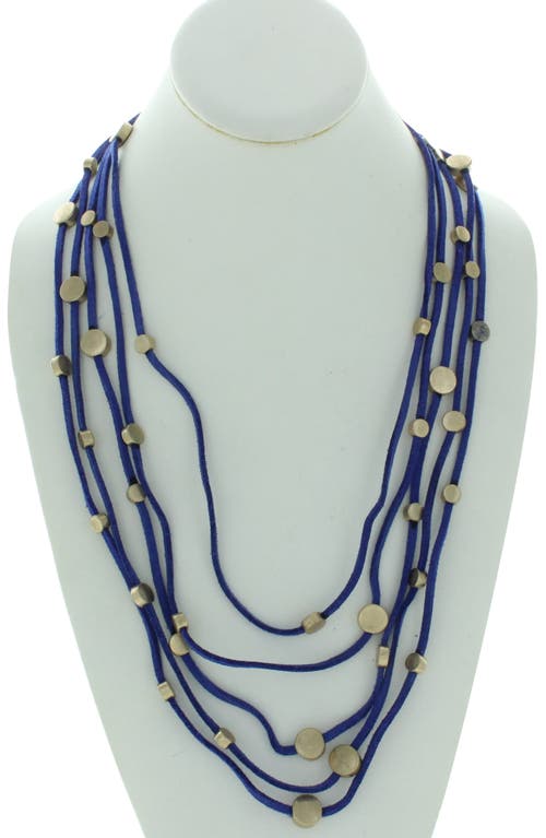Shop Olivia Welles Multistrand Station Necklace In Worn Gold/blue