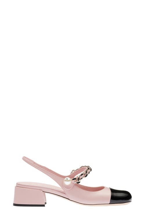 Shop Miu Miu Mary Jane Cap Toe Slingback Pump In Alabastro/nero