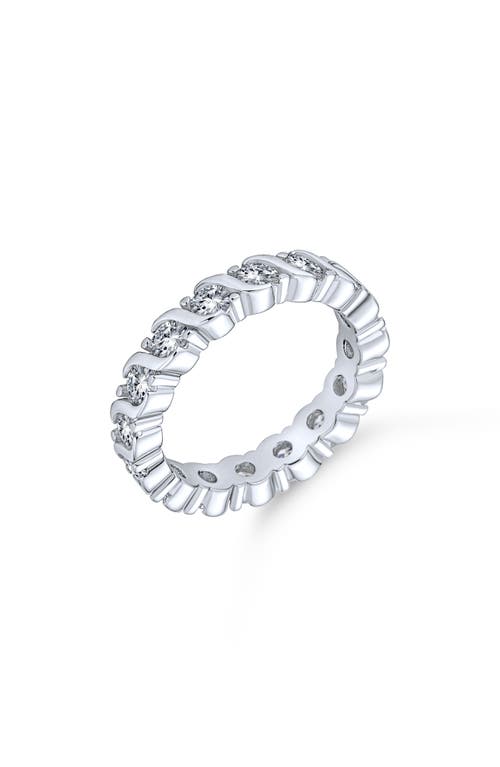 Bling Jewelry Wave Set Cubic Zirconia Eternity Ring In Silver
