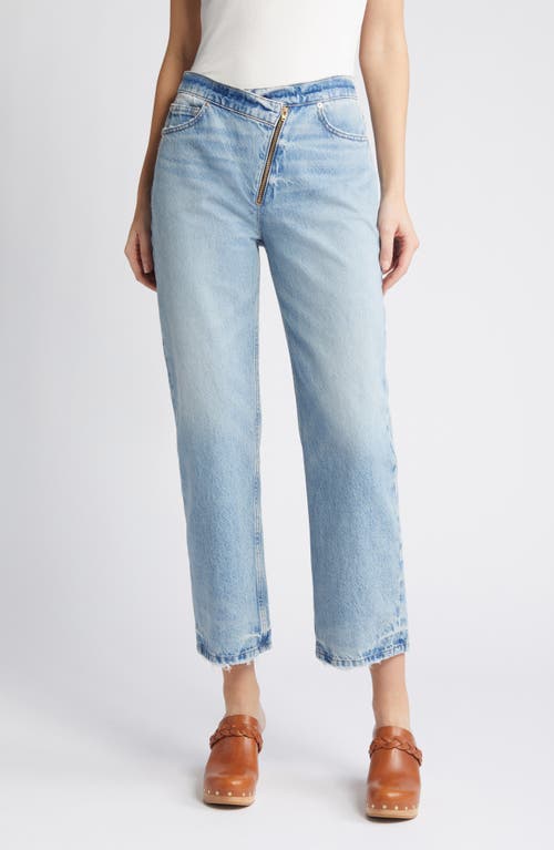 FRAME Le Jane Angled Zip Crop Relaxed Straight Leg Jeans Rhode at Nordstrom,
