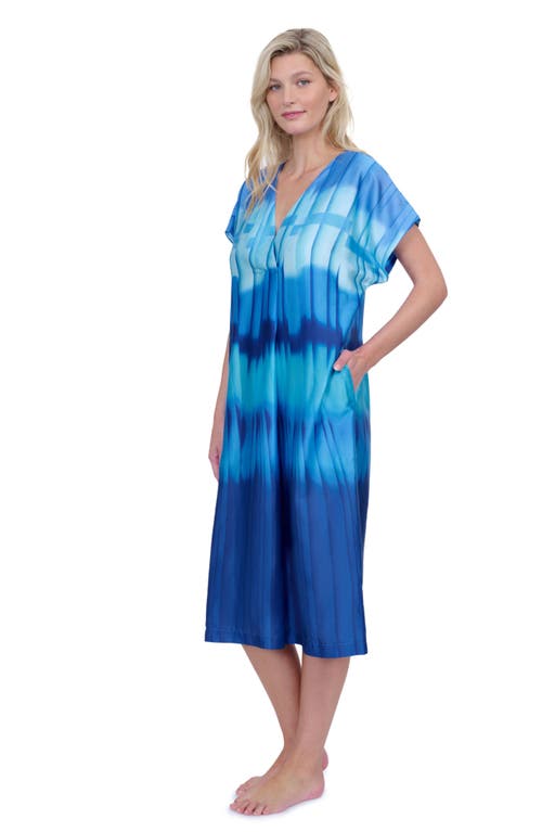 Gottex Golden Hour V-neck Ombre Dress Long Tunic Coverup In Blue