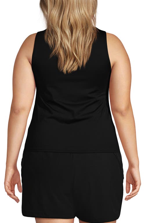 Shop Lands' End Plus Size Long Chlorine Resistant High Neck Upf 50 Modest Tankini Swimsuit Top In Black