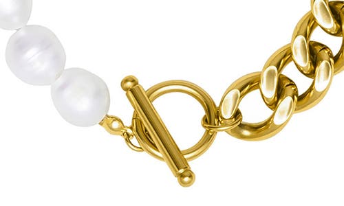 Shop St. Moran Freshwater Pearl & Curb Chain Bracelet In White