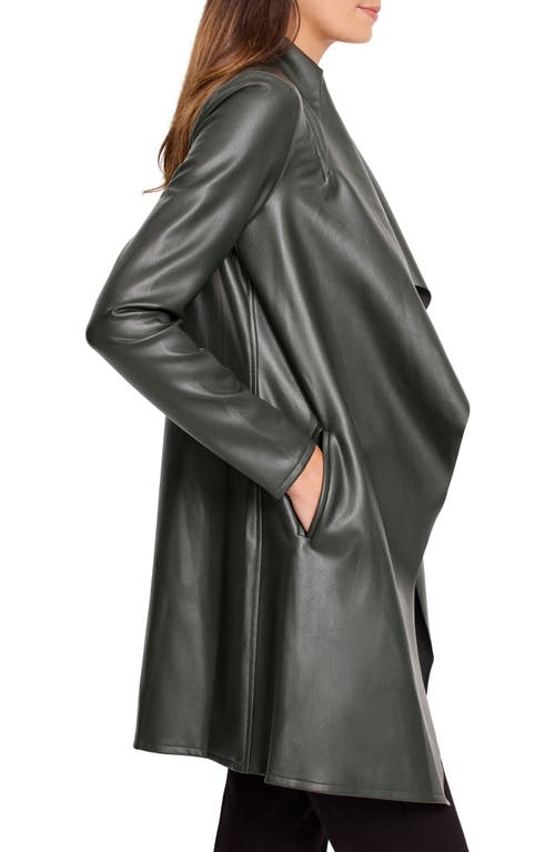 Nic + Zoe Faux Leather Lounge Around Jacket In Hickory In Hickory