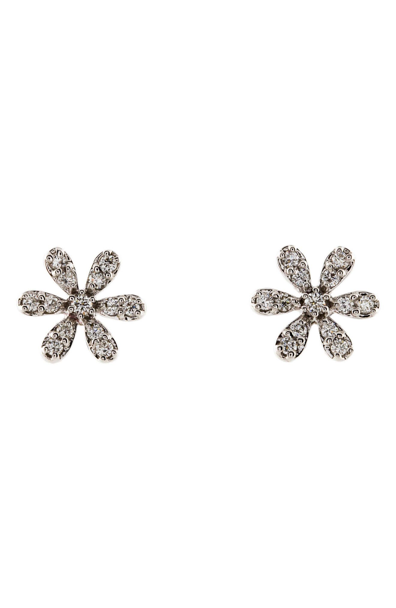 Adornia Fine 14k White Gold Pave Diamond Floral Stud Earrings In Yellow