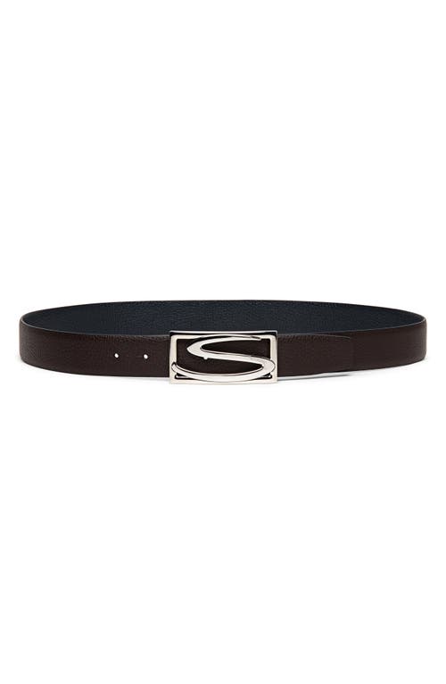 Santoni Reversible Leather Belt Black at Nordstrom,