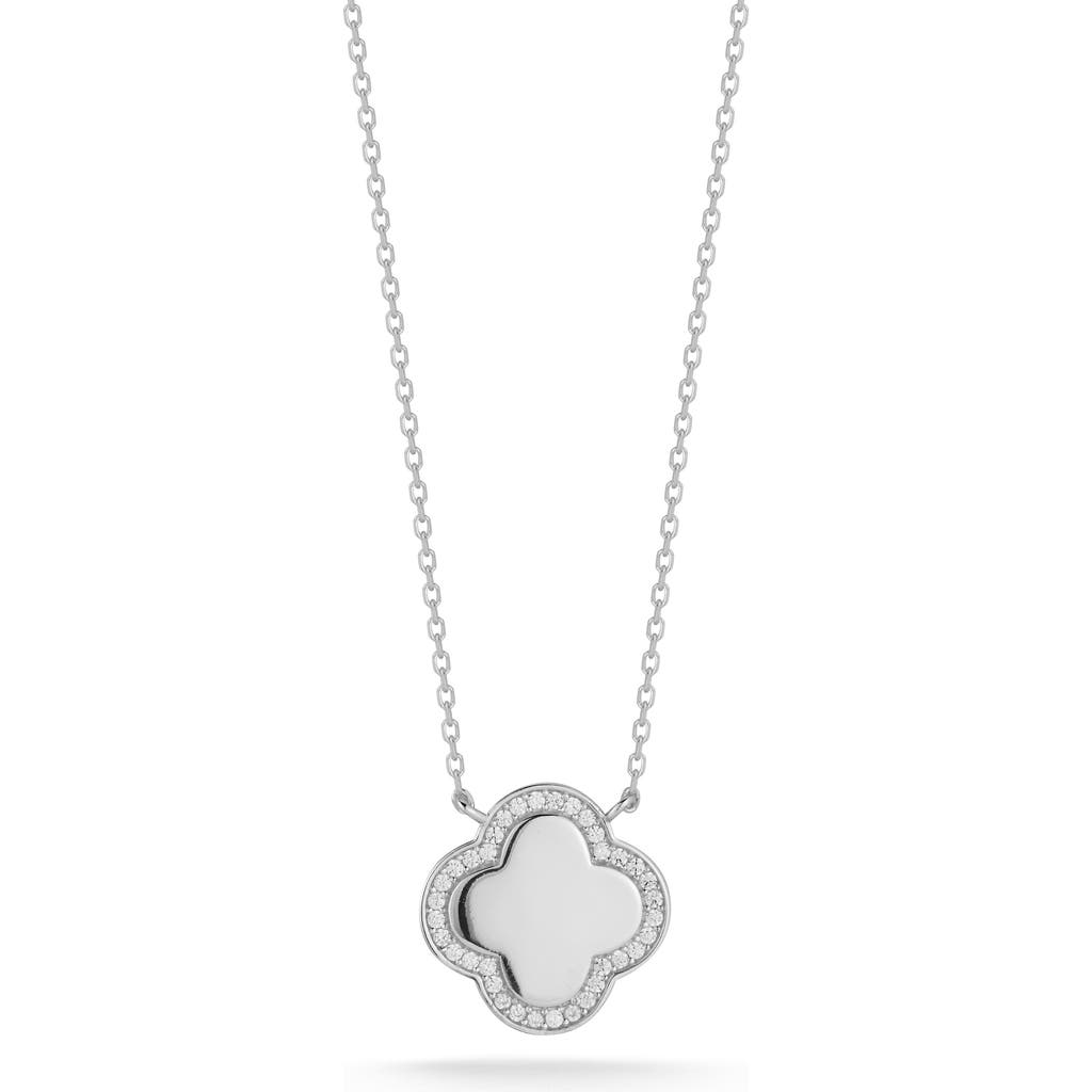Sphera Milano Cubic Zirconia Clover Pendant Necklace In Silver