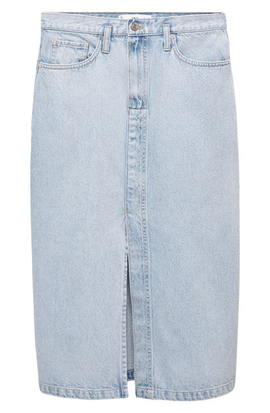 Shop Mango Denim Midi Skirt In Light Blue