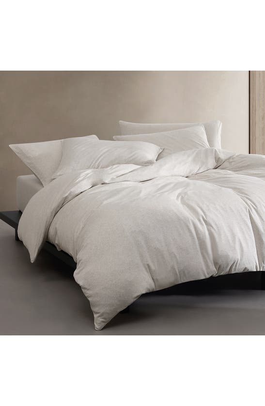 Shop Calvin Klein Mélange Cotton Blend Jersey Duvet & Shams Set In White