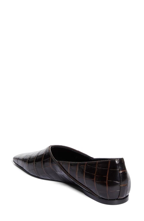 Totême Toteme Croc-embossed Leather The Everyday Ballet Flats In Dark Brown