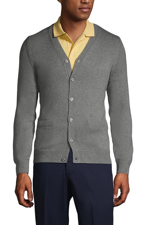 Lands' End School Uniform Cotton Modal Button Front Cardigan Sweater In Pewter Heather